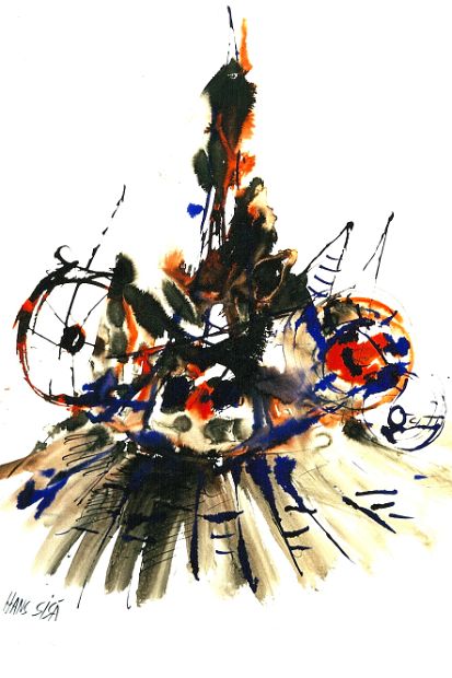 VERKEHR, Aquarell, 64 x 50 cm